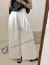 WANWAN Plain Wide Leg Cotton Trousers